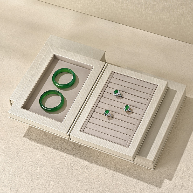 H188-189 Custom Logo Book Magnetic Jewelry Box Leather Velvet Small Jewellery Earring Bracelet Necklace Ring Gift Case Organizer