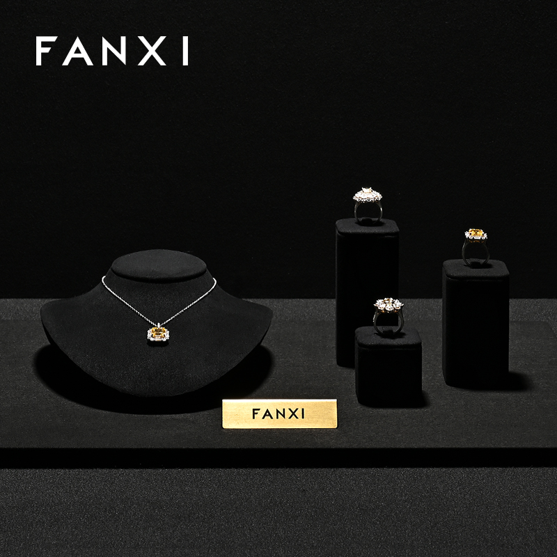 RX111 Microfiber Window Showcase Necklace Jewelry Display Props High-Grade Microfiber Jewelry Bust