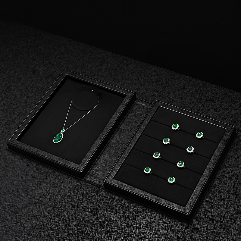 H188-189 Custom Logo Book Magnetic Jewelry Box Leather Velvet Small Jewellery Earring Bracelet Necklace Ring Gift Case Organizer