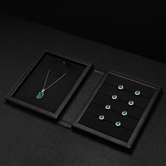 H188-189 Custom Logo Book Magnetic Jewelry Box Leather Velvet Small Jewellery Earring Bracelet Necklace Ring Gift Case Organizer