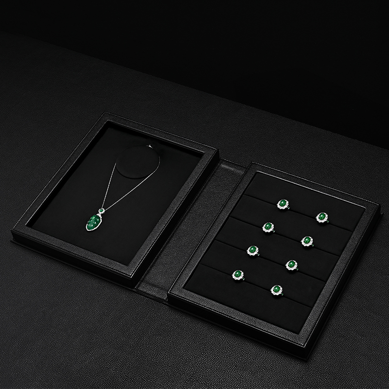 H188-189 Custom Logo Book Magnetic Jewelry Box Leather Velvet Small Jewellery Earring Bracelet Necklace Ring Gift Case Organizer
