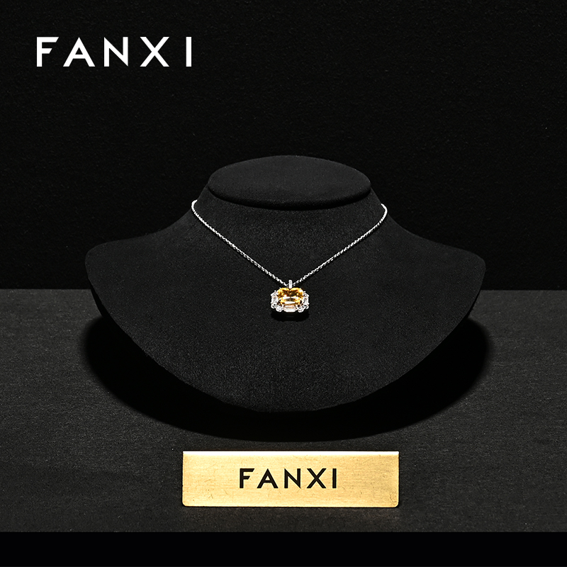 RX111 Microfiber Window Showcase Necklace Jewelry Display Props High-Grade Microfiber Jewelry Bust