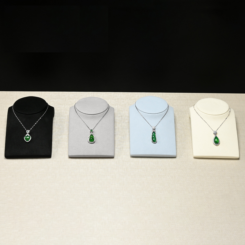 RX116 Custom Printed Jewelry Display Set Busts Black Microfiber Jewelry Display Stands