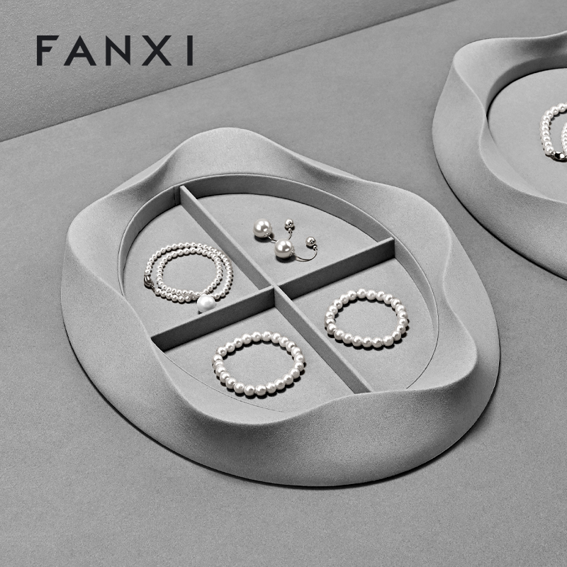 P221 Jewelry Plates Multi-shape Jewelry Tray Microfiber Jewelry Necklace Pendant Display Trays
