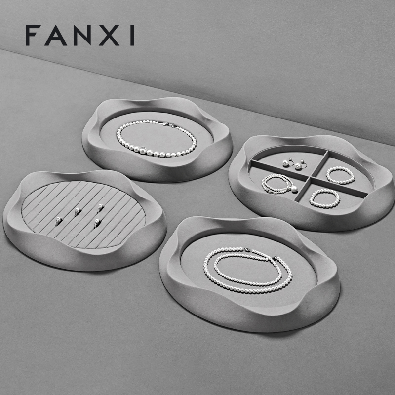 P221 Jewelry Plates Multi-shape Jewelry Tray Microfiber Jewelry Necklace Pendant Display Trays
