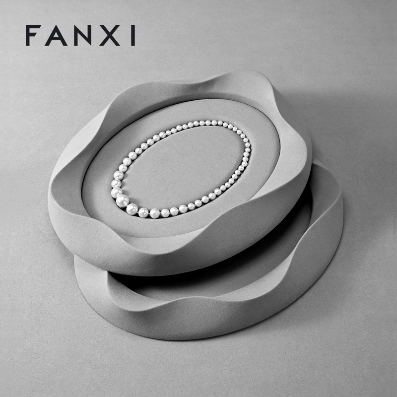 P221 Jewelry Plates Multi-shape Jewelry Tray Microfiber Jewelry Necklace Pendant Display Trays