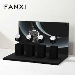 TT579-582 Watch Display Set Microfiber Metal Bracelet Watch Holder Organizer Watch Stand