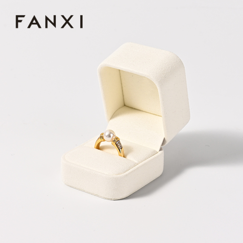 Custom Logo Luxury Suede Ring Box Elegant Luxury Jewelry Gift Box