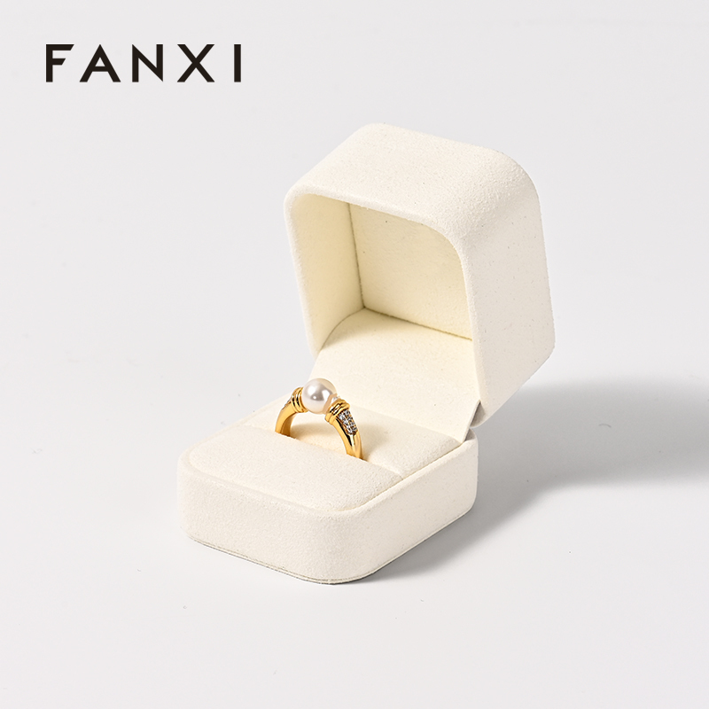 Custom Logo Luxury Suede Ring Box Elegant Luxury Jewelry Gift Box