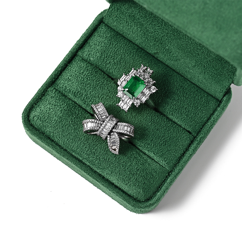 Luxury Jewelry Storage Box Costom Logo Green Double Jewelry Box