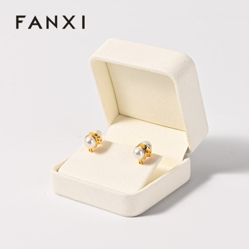 High End Jewlery Box Custom Logo Earring Box Suede Jewelry Box Packaging Luxury