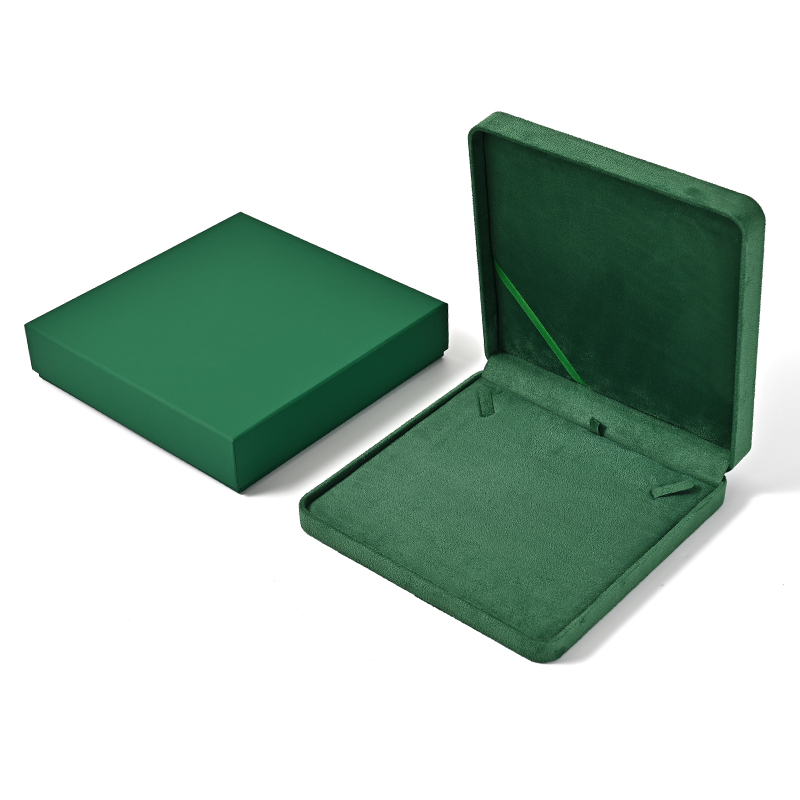 Luxury Necklace Box Green Suede High Quality Necklace Jewelry Storage Box