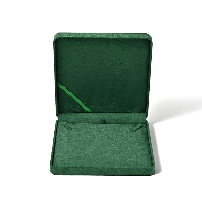 Luxury Necklace Box Green Suede High Quality Necklace Jewelry Storage Box
