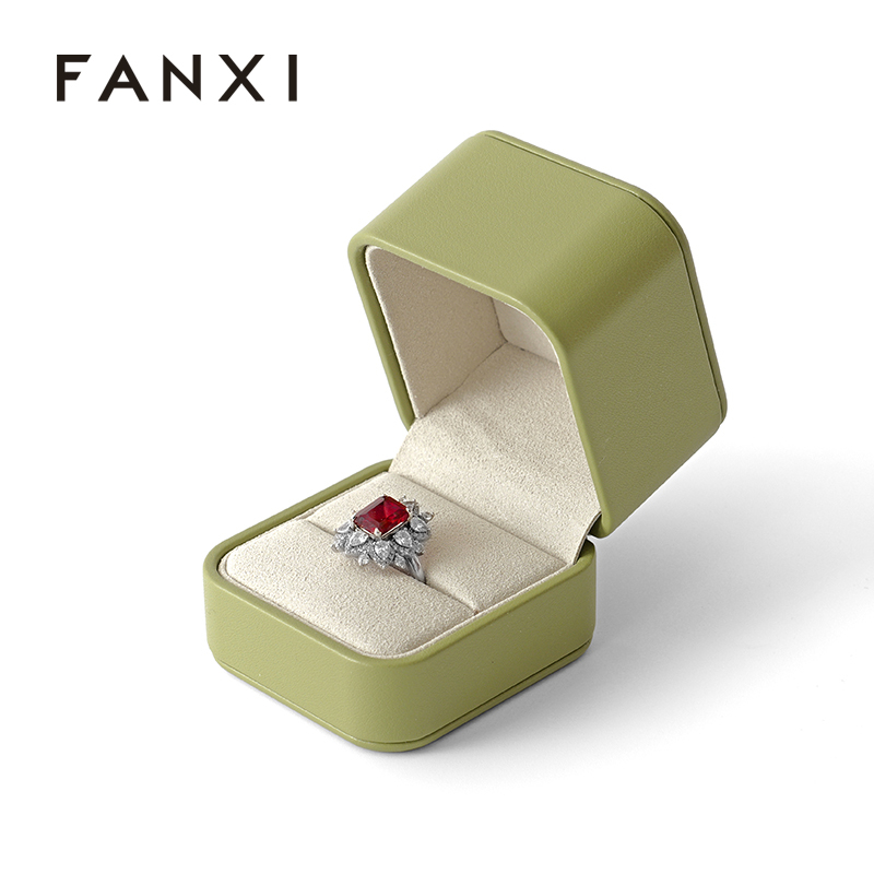 Custom Logo PU Leather Ring Box Luxury Jewelry Packaging
