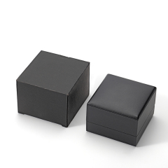 Customization Factory Square Black Ring Box PU Leather Jewelry Storage Box
