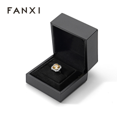 Customization Factory Square Black Ring Box PU Leather Jewelry Storage Box