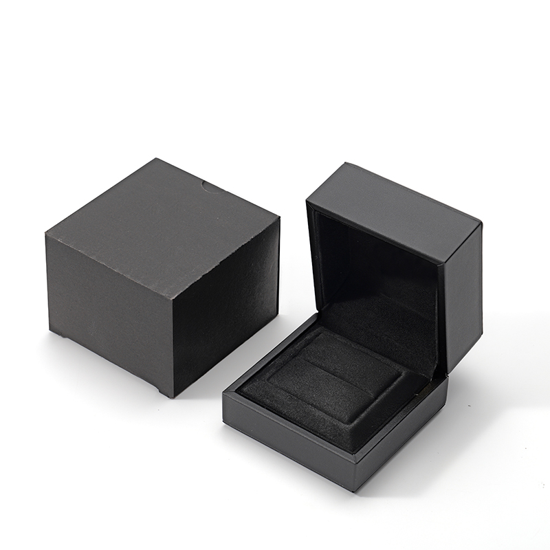 Customization Factory Square Black Ring Box PU Leather Jewelry Storage Box