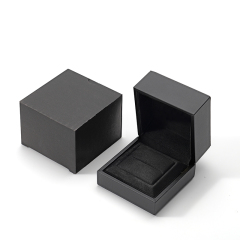 Customization Factory Square Black Ring Box PU Leather Jewelry Storage Box