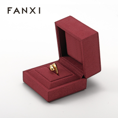 Jewelry Single Ring Box Luxury Gift Box Square Shape Microfiber Custom Ring Box