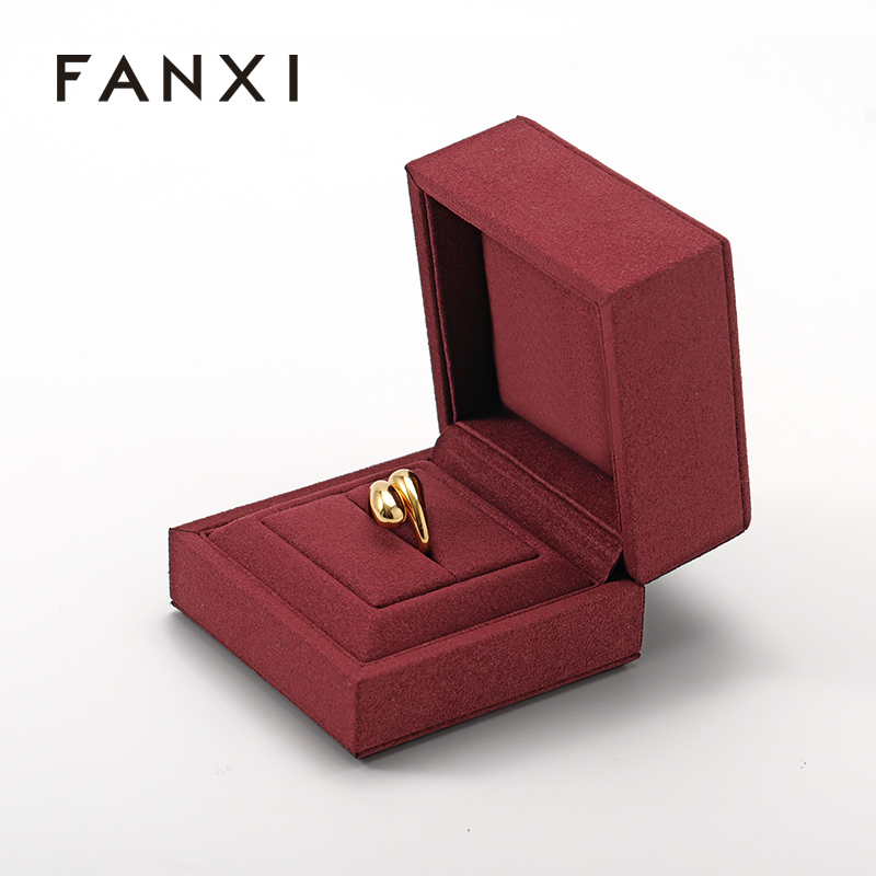 Jewelry Single Ring Box Luxury Gift Box Square Shape Microfiber Custom Ring Box