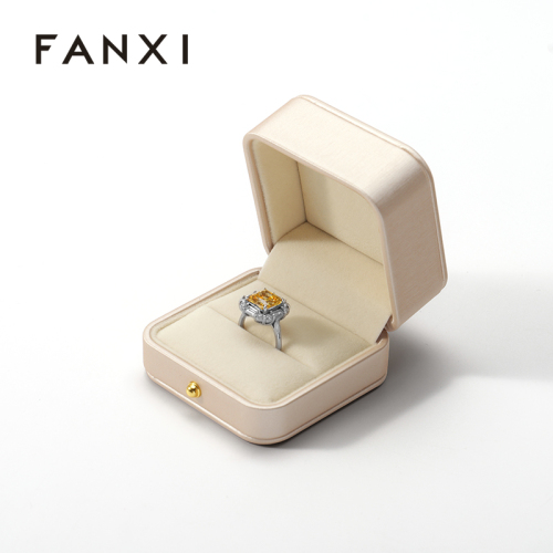 Professional Custom Elegant Jewelry Package Box Suede Wedding Double Ring Boxes for Packiging