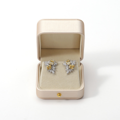 Professional Custom Elegant Jewelry Package Box Suede Wedding Double Ring Boxes for Packiging