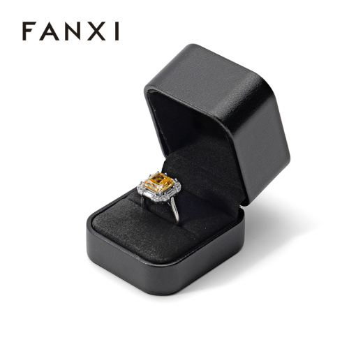 High-end PU Leather Jewellery Boxes Single Ring Jewelry Packaging Box for Engagement