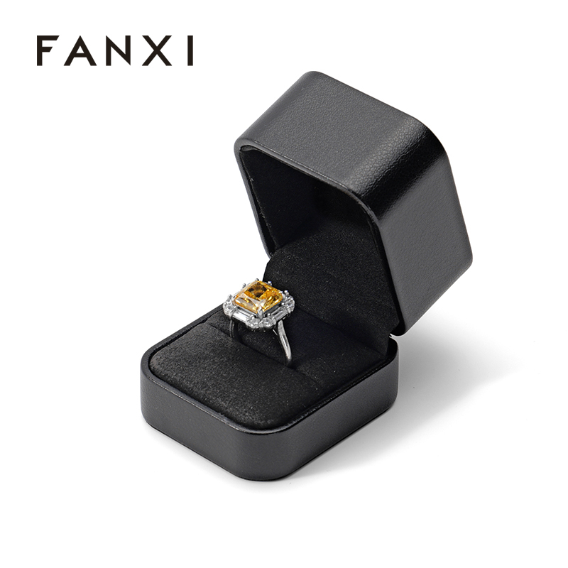 High-end PU Leather Jewellery Boxes Single Ring Jewelry Packaging Box for Engagement
