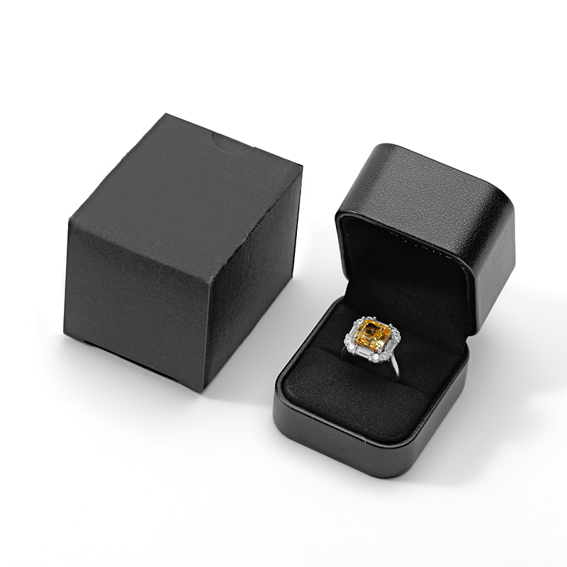 High-end PU Leather Jewellery Boxes Single Ring Jewelry Packaging Box for Engagement