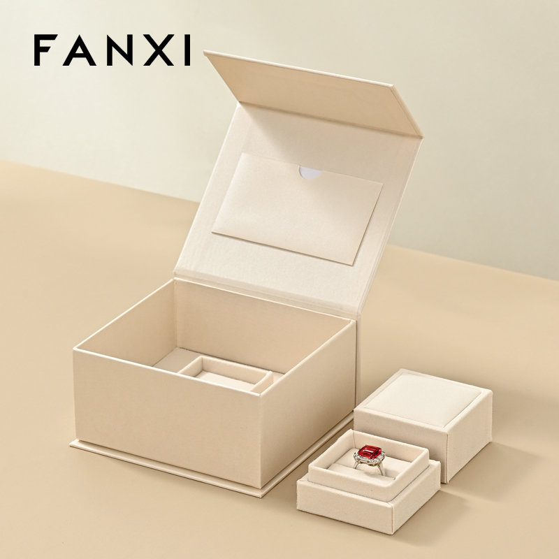 H199 Custom Logo Luxury Jewelry Paper Velvet Box Magnet Packaging Gift Boxes