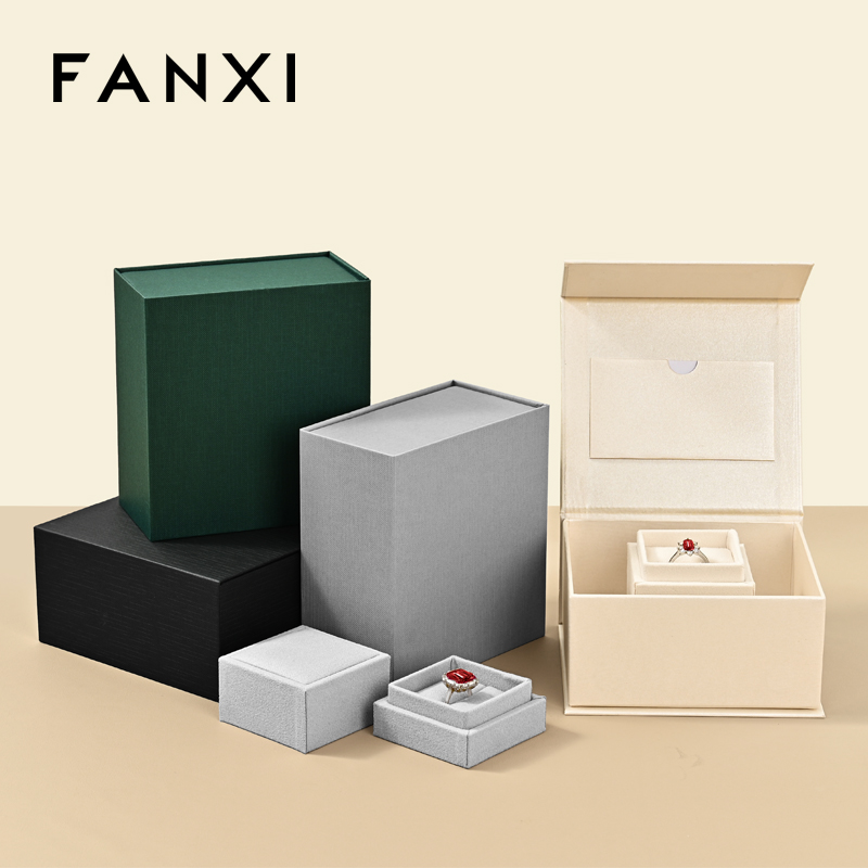 H199 Custom Logo Luxury Jewelry Paper Velvet Box Magnet Packaging Gift Boxes