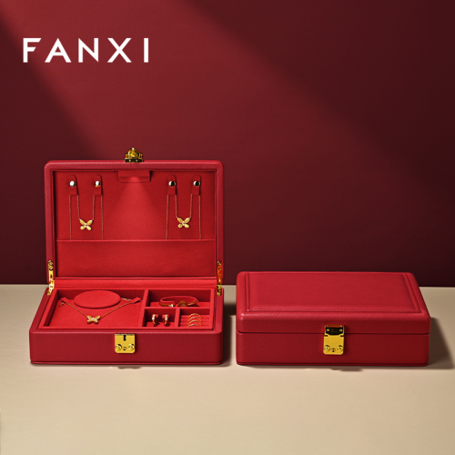 X05803 Leather Earring Pendant Box Display Box Jewelry Storage Organizer Ring Box Cases with light