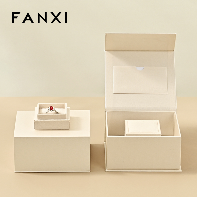 H199 Custom Logo Luxury Jewelry Paper Velvet Box Magnet Packaging Gift Boxes