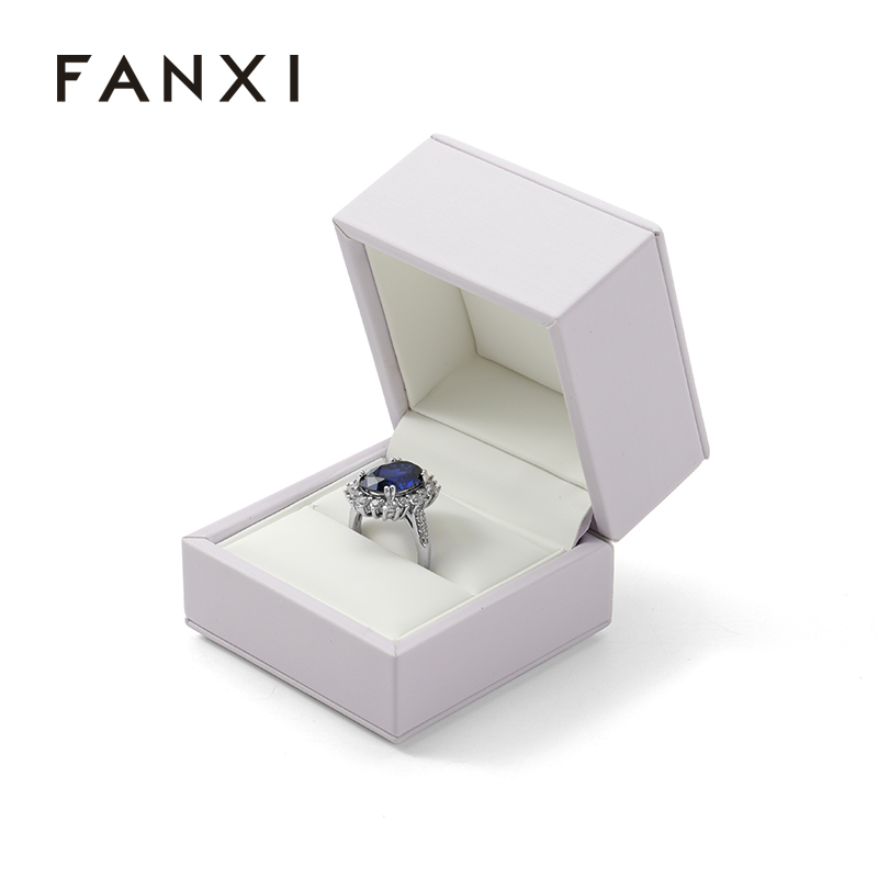 Leather Ring Box Light Purple Pu Leather Jewelry Storage Box Gift Ring Box