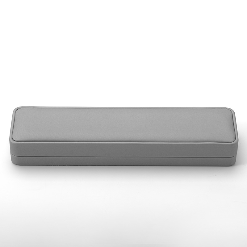 Rectangle Jewelry Box Packaging Custom Logo Grey Leather Necklace Long Chain Bracelet Box