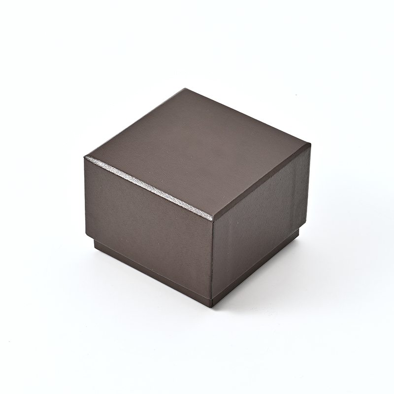 High-end Brown PU Leather Jewellery Boxes Single Ring Jewelry Packaging Box