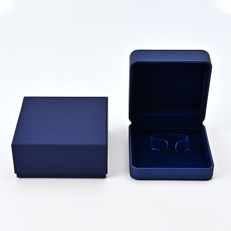 Dark Blue Leather Velvet Jewelry Display Box Necklace Storage Box Custom Logo