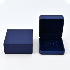 Dark Blue Leather Velvet Jewelry Display Box Necklace Storage Box Custom Logo