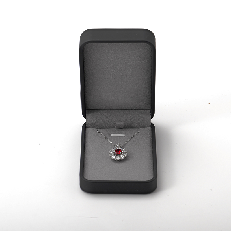 Custom Logo Luxury Ring Box Dark Grey Leather Jewelry Box Jewelry Storage Box