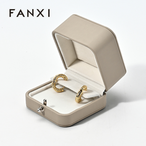 Custom Logo Gift Box Earring Packaging Display Case PU Leather Earrings Jewelry Box