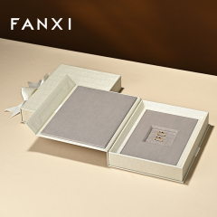 H192 Custom Large PU Leather Book Design Fashionable Gift Jewelry Box Organizer Storage Case Pouch Packaging Holder