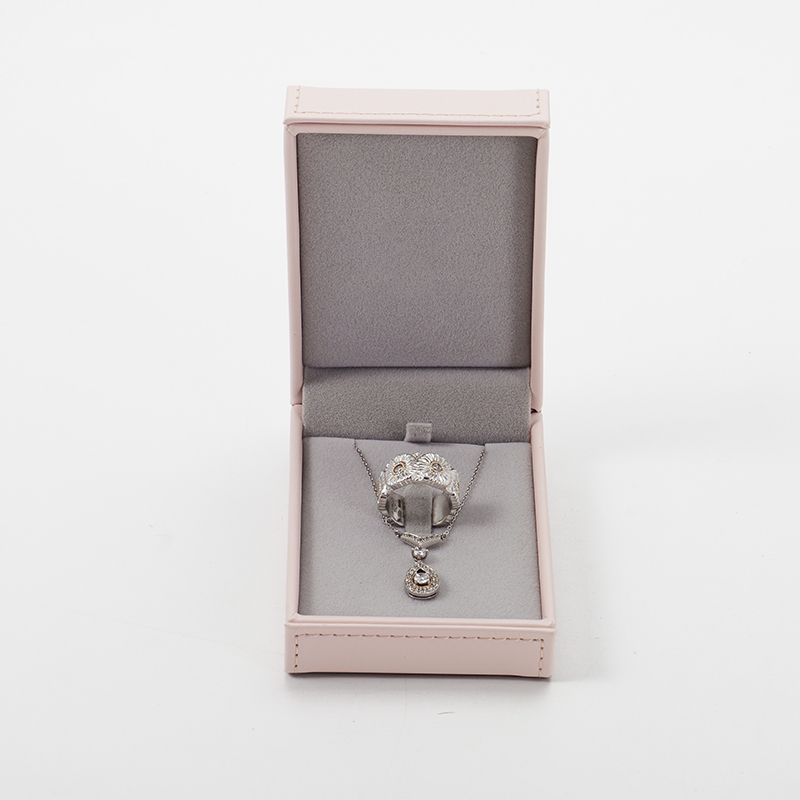 Pu Leather Pink Jewelry Box Ring Necklace Storage Box Gift Box