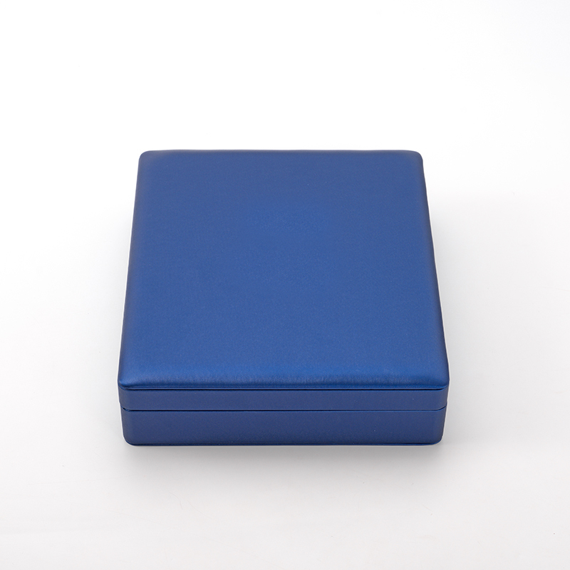 Blue Leather Jewelry Box Earring Ring Necklace Bracelet Storage Box