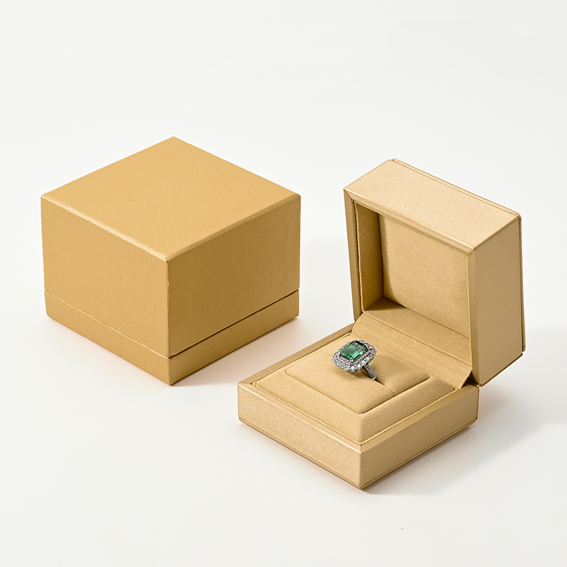 Luxury Microfiber Yellow Jewelry Box Ring Gift Packaging Set Boxes for Luxury Jewellery