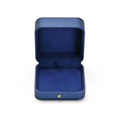 Pendant Box Blue Pu Leather Microfiber Earring Necklace Box Gift Box for Jewelry