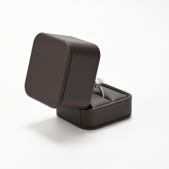 Custom Logo Brown Pu Leather Jewelry Box Luxury Ring Packaging Box