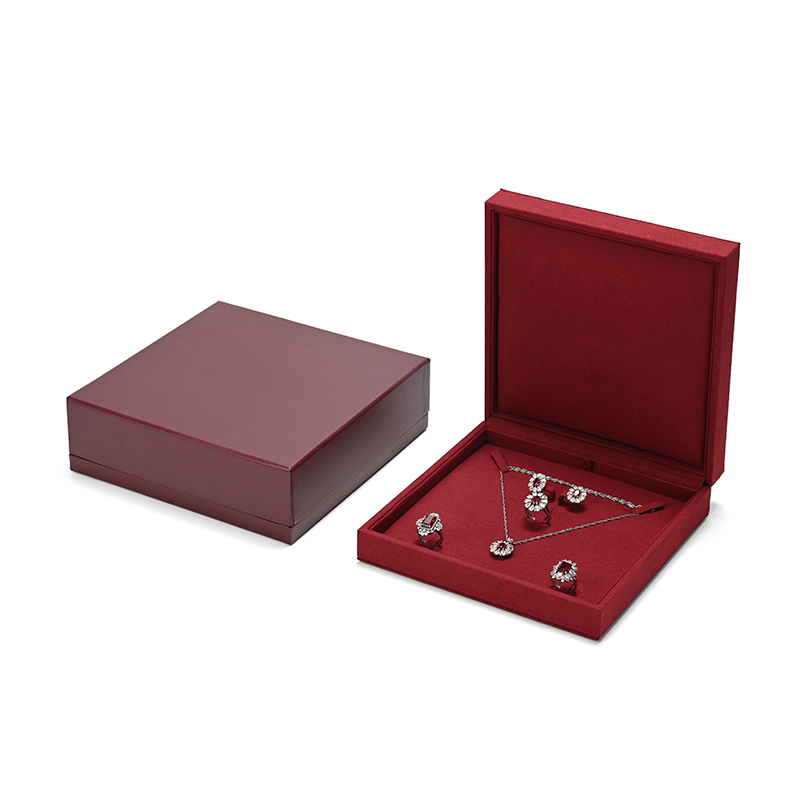 Wholesale Luxury Red Microfiber Big Jewellery Set Box Packaging Box