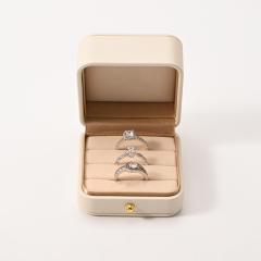 Luxury Ring Box 3 Slots Jewelry Box Leather Microfiber Gift Jewelry Packaging Box