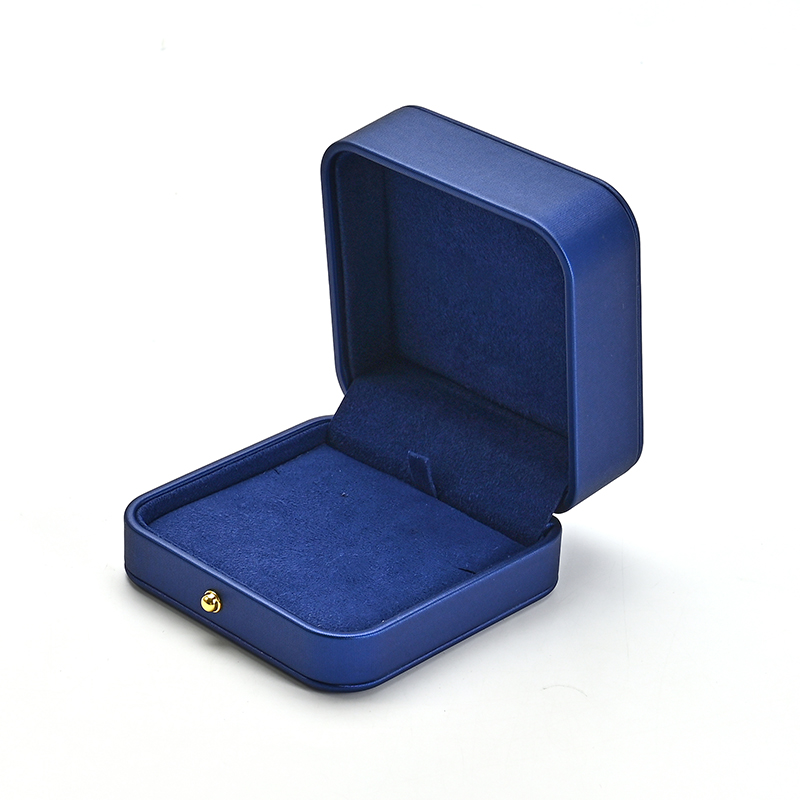 Pendant Box Blue Pu Leather Microfiber Earring Necklace Box Gift Box for Jewelry