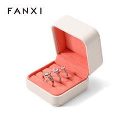Luxury Ring Box 3 Slots Jewelry Box Leather Microfiber Gift Jewelry Packaging Box